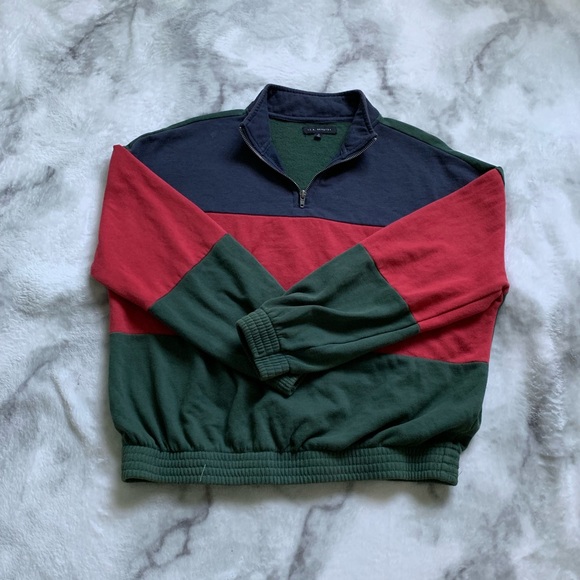 la hearts colorblocked half zip sweatshirt